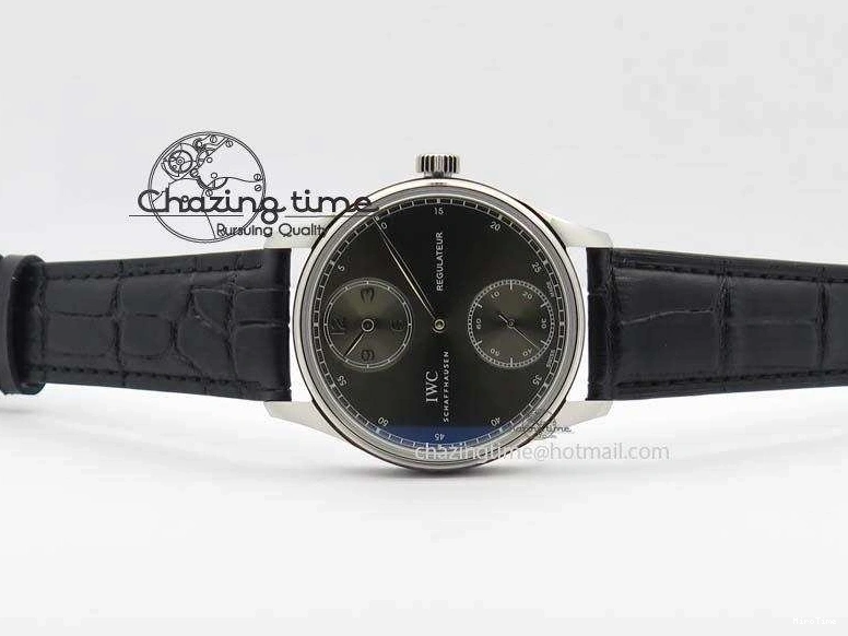MIROTIME 0407 Portuguese IW544404 SS Gray Dial On Black Leather Strap A Practical 7259
